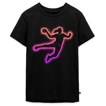 Handball Handballspielerin Mädchen Handballerin - Teenager Premium Bio T-Shirt - Schwarz - Vorne - AI Model Teenager Male light (155cm)