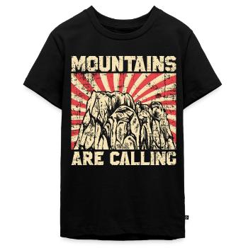 Mountains Mountaineers - Teenager Premium Organic T-Shirt - black - Front - AI Model Teenager Male light (155cm)