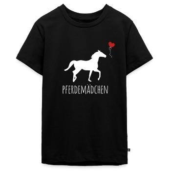 Pferdemädchen Design für ein Pferdemädchen - Teenager Premium Bio T-Shirt - Schwarz - Vorne - AI Model Teenager Male light (155cm)