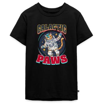 Chat astronaute Pattes Galactiques - T-shirt Premium bio Ado - noir - Devant - AI Model Teenager Male light (155cm)