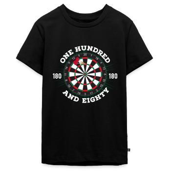 DART ONE UNDRED EIGHTY DARTS 180 - Teenager Premium Bio T-Shirt - Schwarz - Vorne - AI Model Teenager Male light (155cm)
