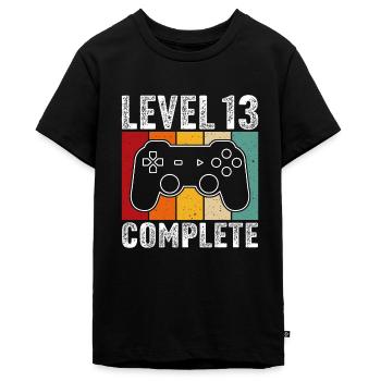 13.Geburtstag - 13 Jahre Gamer Level 13 complete - Teenager Premium Bio T-Shirt - Schwarz - Vorne - AI Model Teenager Male light (155cm)