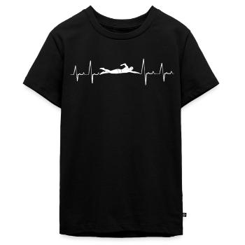 Schwimmer, Schwimmen, Schwimmen Herzschlag - Teenager Premium Bio T-Shirt - Schwarz - Vorne - AI Model Teenager Male light (155cm)