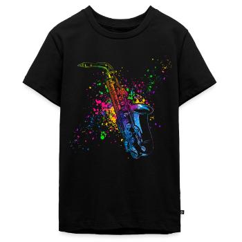 Saxofon, SAXofonist - Teenager Premium Bio T-Shirt - Schwarz - Vorne - AI Model Teenager Male light (155cm)