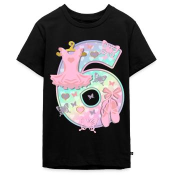 Ballerina 6. Geburtstagsparty Nummer 6 - 6 Jahre - Teenager Premium Bio T-Shirt - Schwarz - Vorne - AI Model Teenager Male light (155cm)