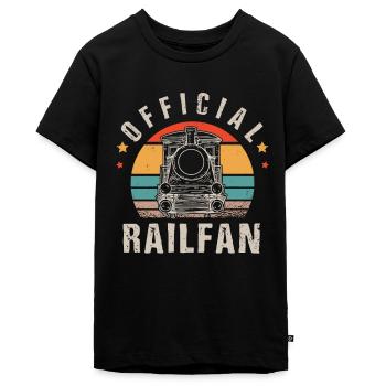 Railway fan, locomotive, railway conductor - Teenager Premium Organic T-Shirt - black - Front - AI Model Teenager Male light (155cm)