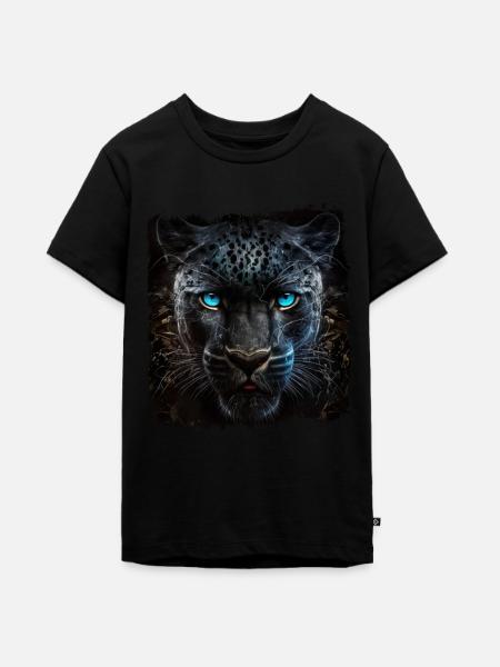 Schwarzer Panther Großkatze - Teenager Premium Bio T-Shirt - Schwarz