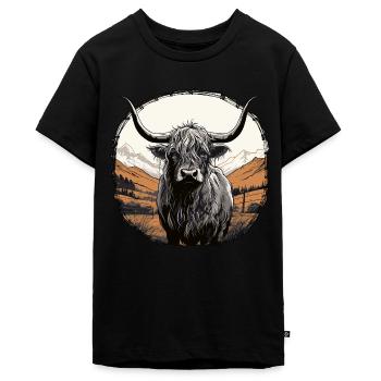 Schottisches Hochlandrind - Teenager Premium Bio T-Shirt - Schwarz - Vorne - AI Model Teenager Male light (155cm)