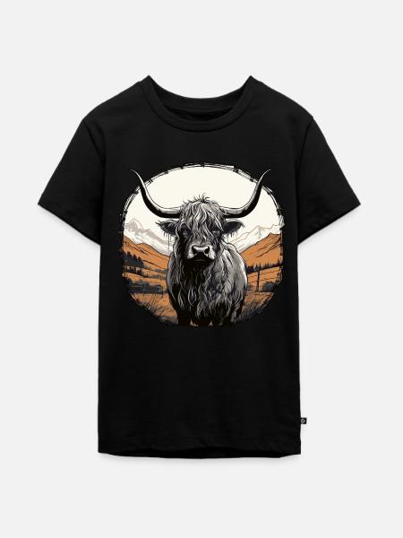 Schottisches Hochlandrind - Teenager Premium Bio T-Shirt - Schwarz