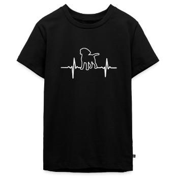 Hund Herzschlag Hundebesitzer Herzschlag Geschenk - Teenager Premium Bio T-Shirt - Schwarz - Vorne - AI Model Teenager Male light (155cm)