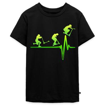 Stunt scooter ECG coeur battement de cœur cadeau de trottinette - T-shirt Premium bio Ado - noir - Devant - AI Model Teenager Male light (155cm)