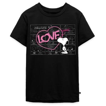 Peanuts Snoopy Love Herz Valentinstag Geschenk - Teenager Premium Bio T-Shirt - Schwarz - Vorne - AI Model Teenager Male light (155cm)