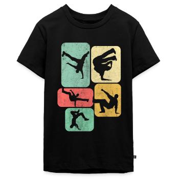 Retro Breakdance Breakdancer Tanzen - Teenager Premium Bio T-Shirt - Schwarz - Vorne - AI Model Teenager Male light (155cm)