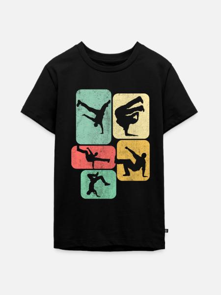 Retro Breakdance Breakdancer Tanzen - Teenager Premium Bio T-Shirt - Schwarz