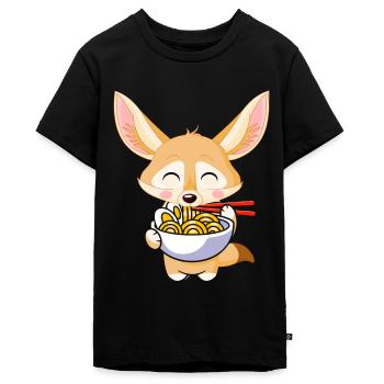Fennec-füchse Essen Ramen-nudeln Fennec-füchse - Teenager Premium Bio T-Shirt - Schwarz - Vorne - AI Model Teenager Male light (155cm)
