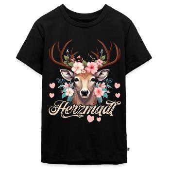 Trachtenshirt Damen Trachten T-Shirt Herzmadl - Teenager Premium Bio T-Shirt - Schwarz - Vorne - AI Model Teenager Male light (155cm)