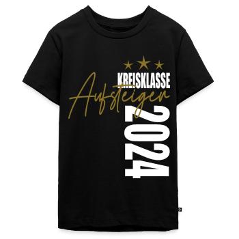 Aufsteiger Kreisklasse 2024 Aufstiegstrikot - Teenager Premium Bio T-Shirt - Schwarz - Vorne - AI Model Teenager Male light (155cm)