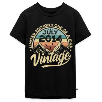 Geboren Im Juli 2014 Jahrgang Geburtstag Juli 2014 - Teenager Premium Bio T-Shirt - Schwarz - Vorne - AI Model Teenager Male light (155cm)