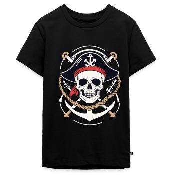 Lustiges Piraten Outfit Jolly Roger Design - Teenager Premium Bio T-Shirt - Schwarz - Vorne - AI Model Teenager Male light (155cm)