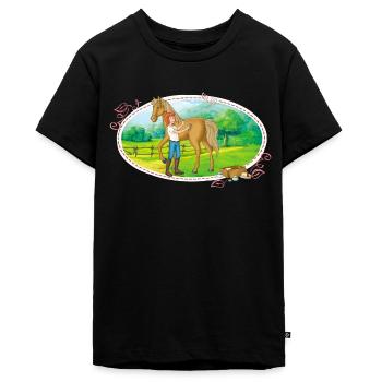 Bibi und Tina 'Tina striegelt Amadeus' - Teenager Premium Bio T-Shirt - Schwarz - Vorne - AI Model Teenager Male light (155cm)