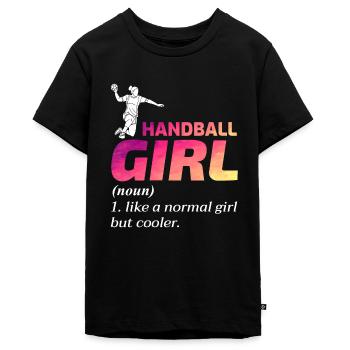 Handball Mädchen Handballer Lustiger Spruch - Teenager Premium Bio T-Shirt - Schwarz - Vorne - AI Model Teenager Male light (155cm)
