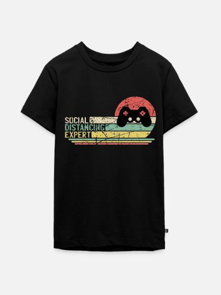 Social Distancing Expert - Lustiger - Teenager Premium Bio T-Shirt - Schwarz