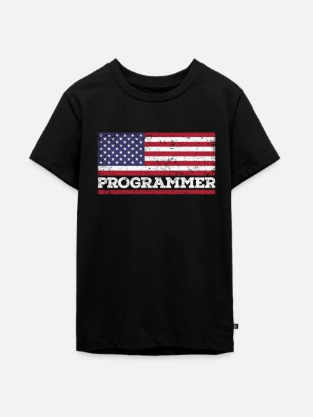 USA Flag Programmer Amerika Programmer - Teenager Premium Bio T-Shirt - Schwarz
