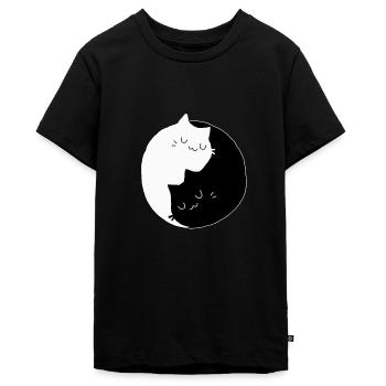 Katze Yin Yang - Teenager Premium Bio T-Shirt - Schwarz - Vorne - AI Model Teenager Male light (155cm)