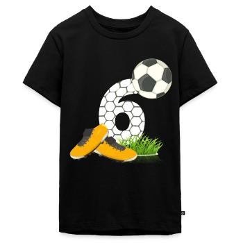 6. Geburtstag Kinder Fussball Geschenkidee 6 Jahre - Teenager Premium Bio T-Shirt - Schwarz - Vorne - AI Model Teenager Male light (155cm)