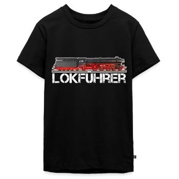 Lokführer Dampflok Echt Eisenbahn Geschenkidee - Teenager Premium Bio T-Shirt - Schwarz - Vorne - AI Model Teenager Male light (155cm)