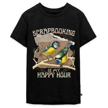 Meise vintage-Illustration, Scrapbook Sammelalbum - Teenager Premium Bio T-Shirt - Schwarz - Vorne - AI Model Teenager Male light (155cm)