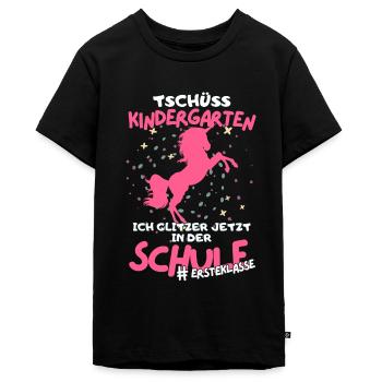 Tschüss Kindergarten Ich glitzer in der Schule - Teenager Premium Bio T-Shirt - Schwarz - Vorne - AI Model Teenager Male light (155cm)