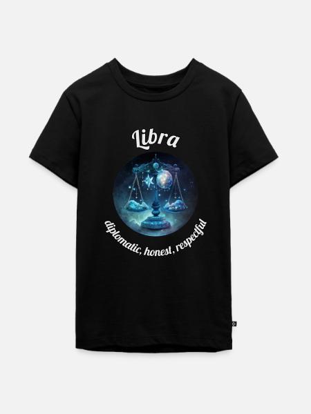 Libra Sternzeichen Waage Astronomie - Teenager Premium Bio T-Shirt - Schwarz