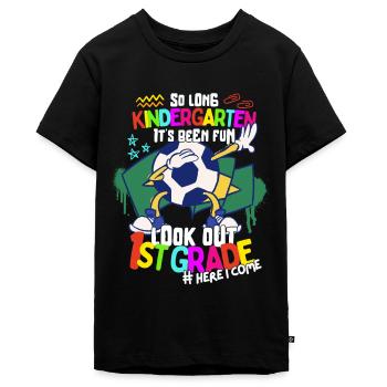 Abschied Kindergarten 1. Klasse Schulstart Fußball - Teenager Premium Bio T-Shirt - Schwarz - Vorne - AI Model Teenager Male light (155cm)