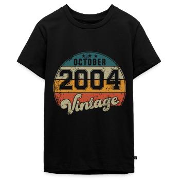 Vintage Geburtstag - Oktober 2004 - Geschenkidee - Teenager Premium Bio T-Shirt - Schwarz - Vorne - AI Model Teenager Male light (155cm)
