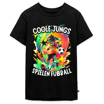 Coole Jungs spielen Fußball für Jungen Fußballer - Teenager Premium Bio T-Shirt - Schwarz - Vorne - AI Model Teenager Male light (155cm)