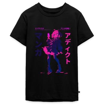 Manga Addicted - Kawaii Anime Fille Mode Punk - T-shirt Premium bio Ado - noir - Devant - AI Model Teenager Male light (155cm)