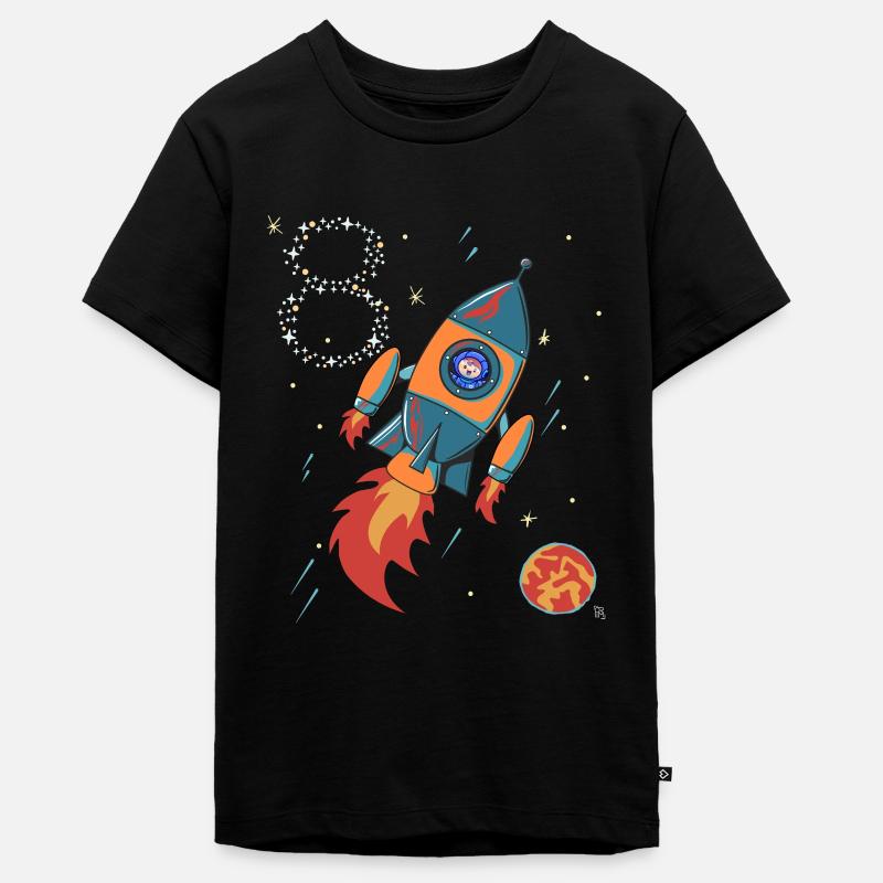 Fusée Planète Spatiale Astronaute 8 Ans - T-shirt Premium bio Ado - noir