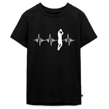 Basketball Herzschlag - Teenager Premium Bio T-Shirt - Schwarz - Vorne - AI Model Teenager Male light (155cm)
