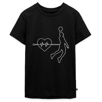 Basketball Herzschlag - Teenager Premium Bio T-Shirt - Schwarz - Vorne - AI Model Teenager Male light (155cm)