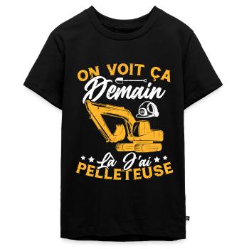 On voit ça demain là J'ai pelleteuse Humour Cadeau - T-shirt Premium bio Ado - noir - Devant - AI Model Teenager Male light (155cm)