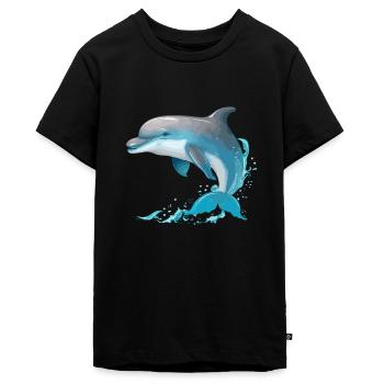 Dolphin - Teenager Premium Organic T-Shirt - black - Front - AI Model Teenager Male light (155cm)