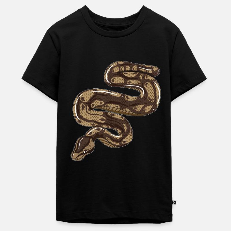 Marron Vert Serpent Étrangleur Snake Fan - T-shirt Premium bio Ado - noir