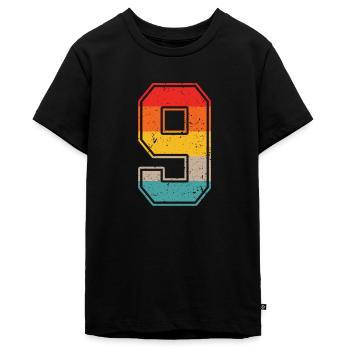 9 Jahre Retro Trikot Nummer 9 T-shirt Nummer 9 - Teenager Premium Bio T-Shirt - Schwarz - Vorne - AI Model Teenager Male light (155cm)