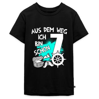 Piraten Geburtstag Ich bin 7 Jahre alt - Teenager Premium Bio T-Shirt - Schwarz - Vorne - AI Model Teenager Male light (155cm)