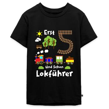 Junge Geburtstag 5 Jahre Zug Eisenbahn Geburtstag - Teenager Premium Bio T-Shirt - Schwarz - Vorne - AI Model Teenager Male light (155cm)