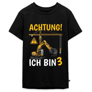 Achtung Ich bin 3 - Teenager Premium Bio T-Shirt - Schwarz - Vorne - AI Model Teenager Male light (155cm)