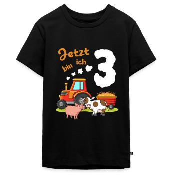 3. Geburtstag ich bin 3 Jahre Traktor - Teenager Premium Bio T-Shirt - Schwarz - Vorne - AI Model Teenager Male light (155cm)