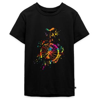 Einrad Akrobat Einradfahrerin Retro Vintage Einrad - Teenager Premium Bio T-Shirt - Schwarz - Vorne - AI Model Teenager Male light (155cm)