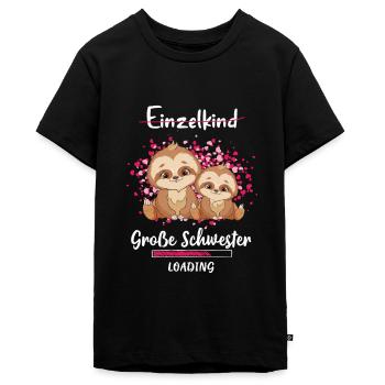 Große Schwester Loading Faultier - Teenager Premium Bio T-Shirt - Schwarz - Vorne - AI Model Teenager Male light (155cm)